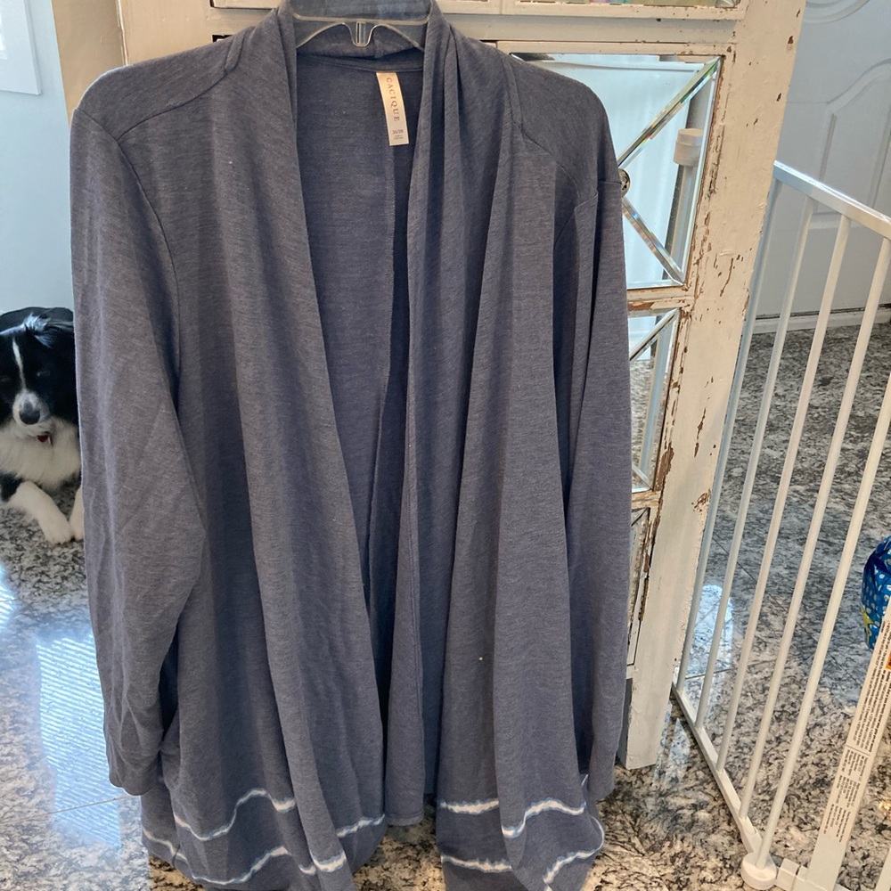 Cacique washed blue/tie dye cardigan with tank top and shorts